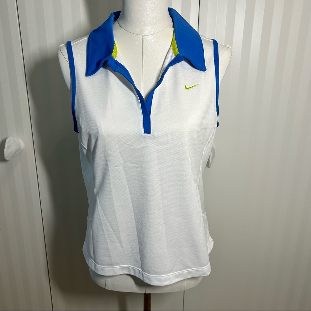 Nike golf sphere dry white blue yellow performance tank top Size L